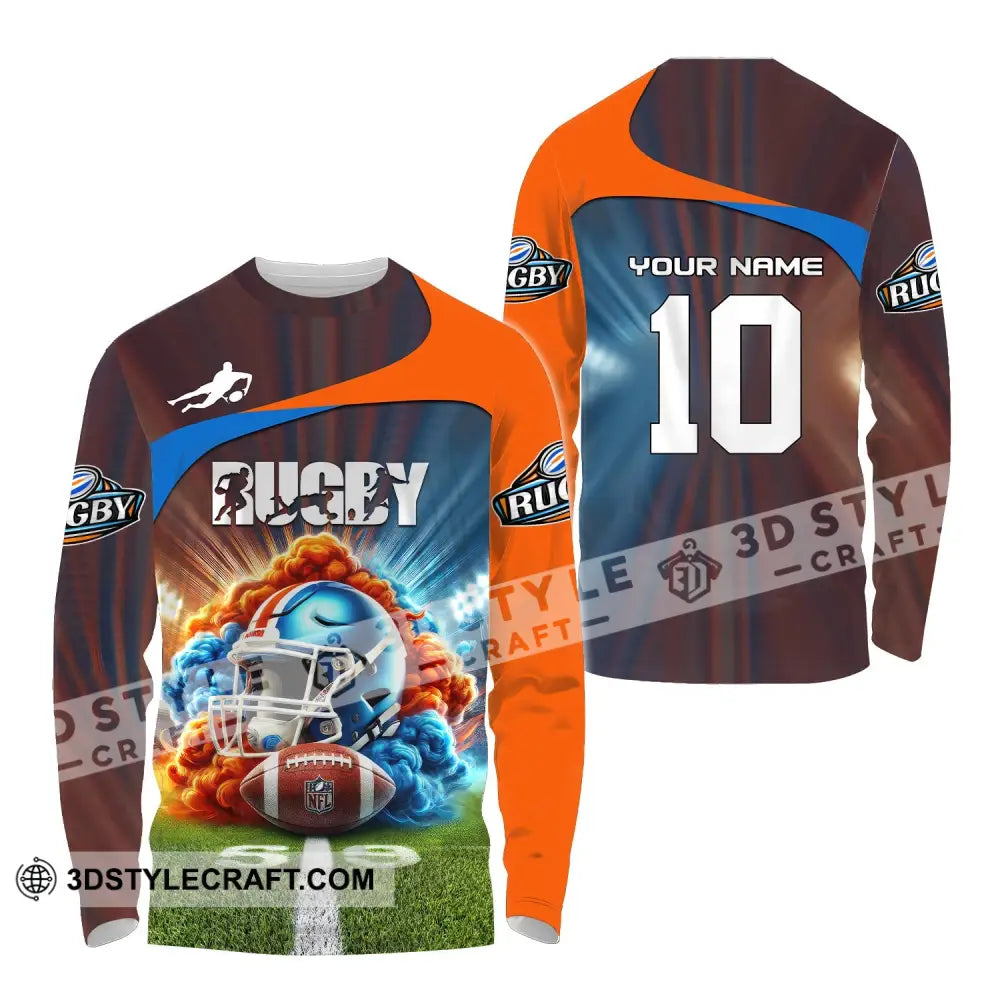 Man Shirt Custom Name And Number Rugby Football T-Shirt Hoodie Long Sleeve Gift For Lovers / S