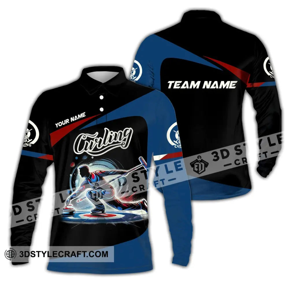 Man Shirt Custom Name And Team Curling Apparel Gift Long Sleeve Polo / S T-Shirt