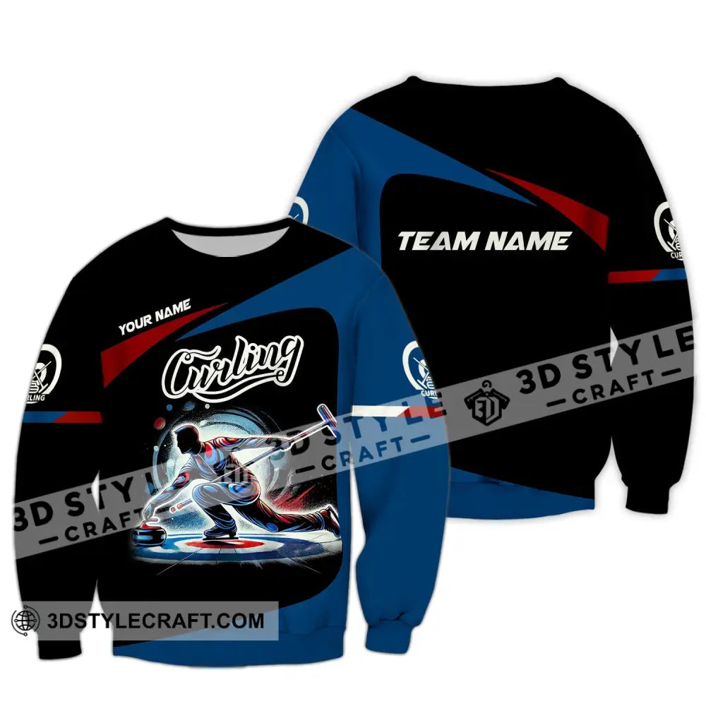 Man Shirt Custom Name And Team Curling Apparel Gift Long Sleeve / S T-Shirt