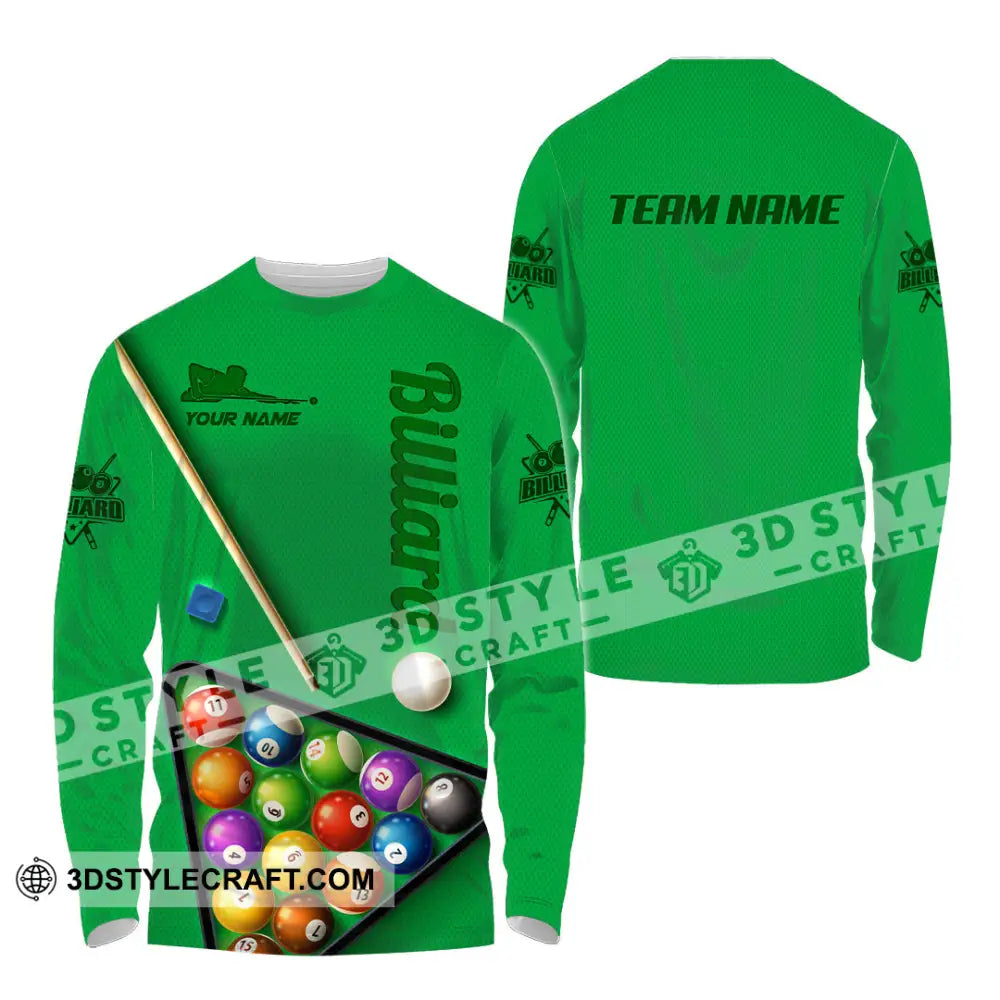 Man Shirt Custom Name And Team For Billiard Lover Hoodie Polo Long Sleeve / S T-Shirt