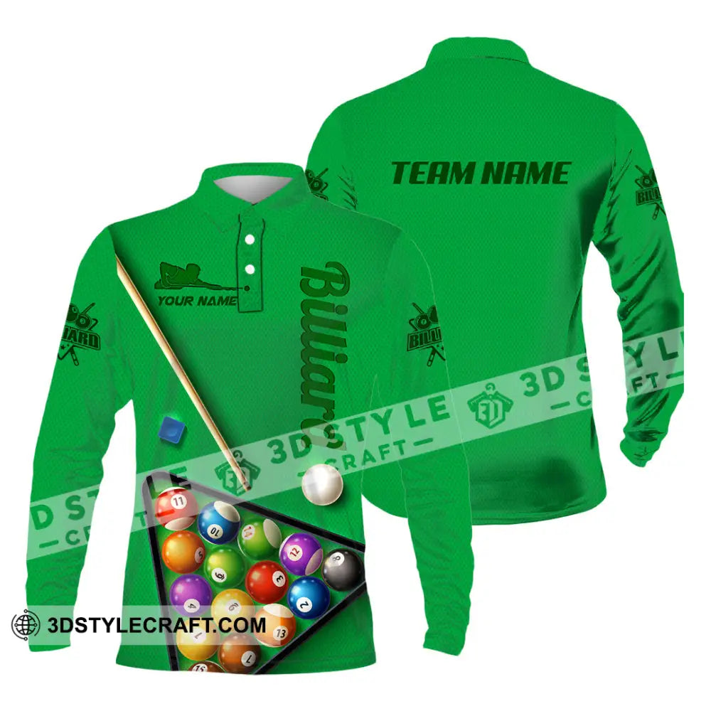 Man Shirt Custom Name And Team For Billiard Lover Hoodie Polo Long Sleeve / S T-Shirt