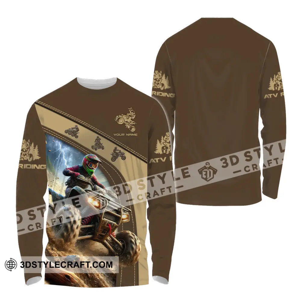 Man Shirt Custom Name Atv Riding Gift Polo Long Sleeve Hoodie / S T-Shirt