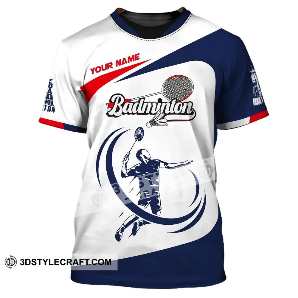 Man Shirt Custom Name Badminton T-Shirt Gift For Players / S