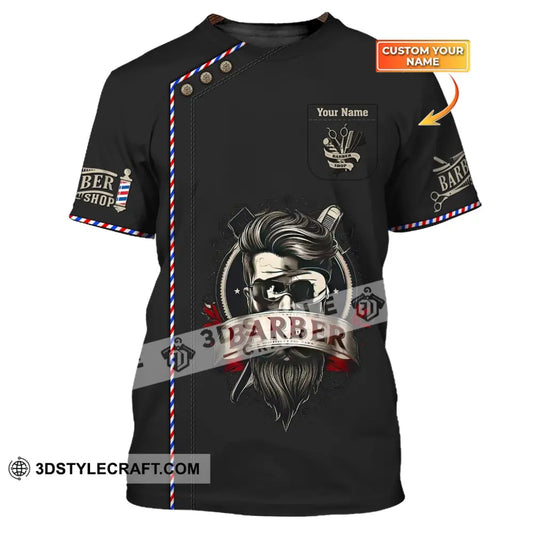 Man Shirt Custom Name Barber Hairstylist Apparel T-Shirt For Shop