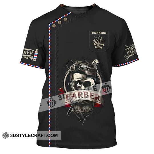 Man Shirt, Custom Name Barber Shirt, Hairstylist Apparel, T-Shirt For Barber Shop style option 2