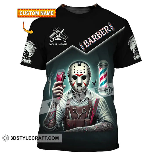 Man Shirt, Custom Name Barber Shirt, Barber Shop T-Shirt, Hairstylist Polo Long Sleeve style option 1