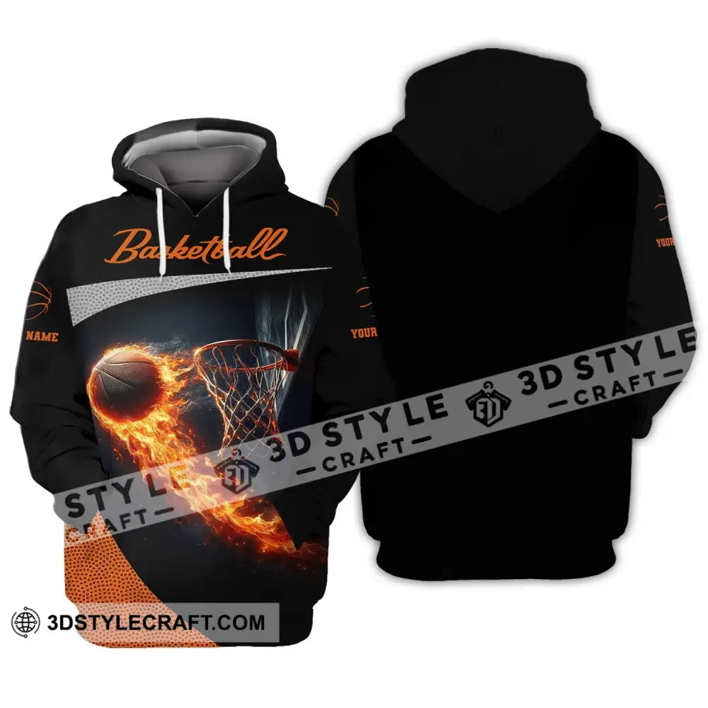 Man Shirt Custom Name Basketball Fire Gift For Player Hoodie / S T-Shirt