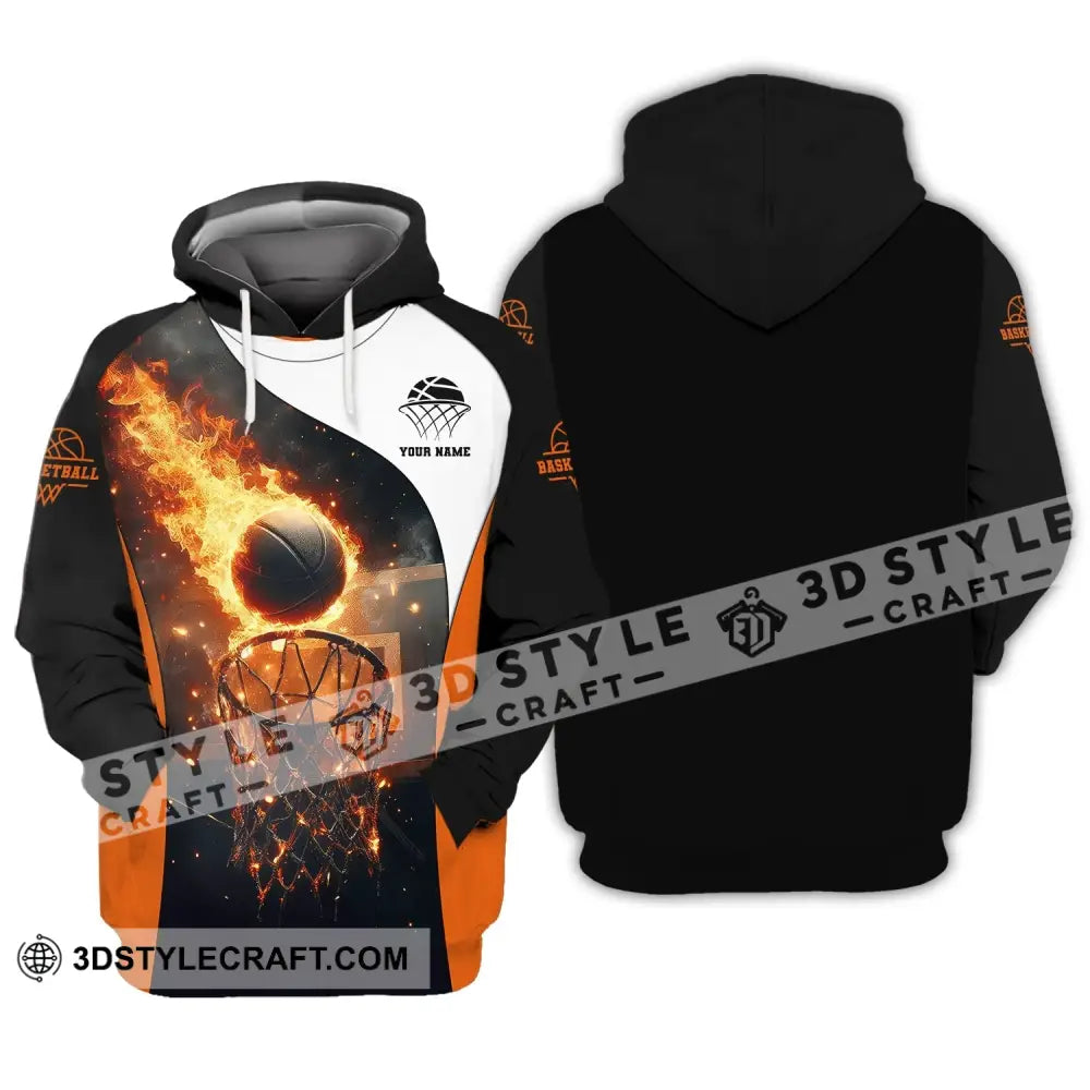 Man Shirt Custom Name Basketball Fire Gift For Player Hoodie / S T-Shirt