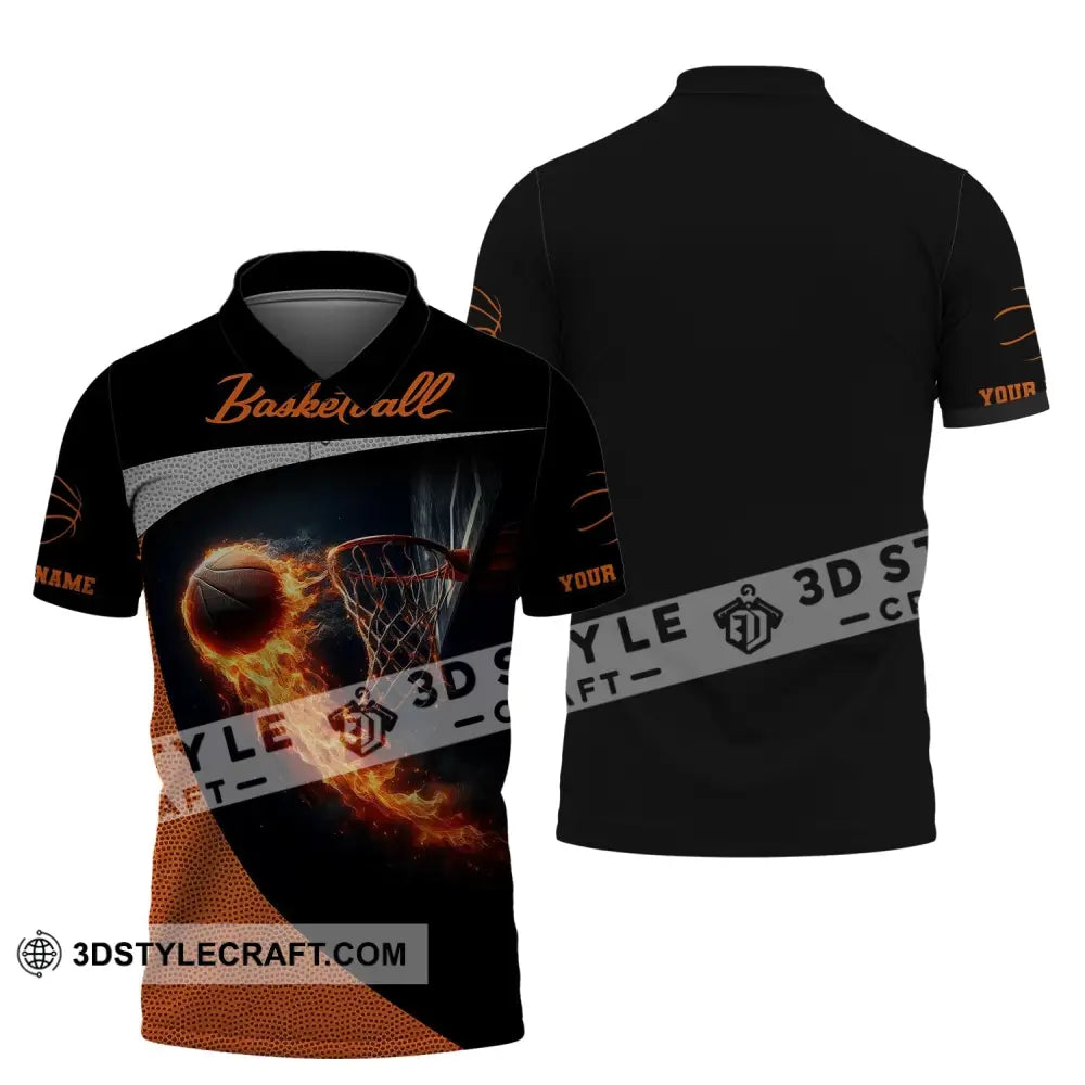 Man Shirt Custom Name Basketball Fire Gift For Player Polo / S T-Shirt