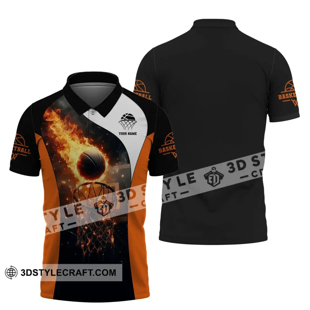 Man Shirt Custom Name Basketball Fire Gift For Player Polo / S T-Shirt