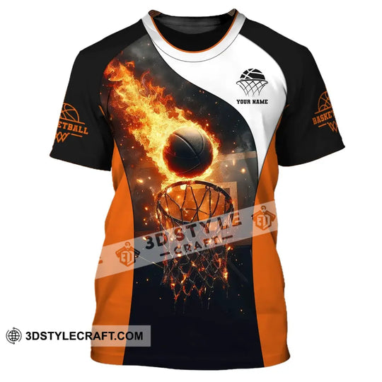 Man Shirt, Custom Name Basketball Shirt, Basketball Fire, Gift for Basketball Player style option 2