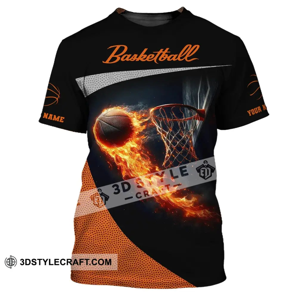 Man Shirt Custom Name Basketball Fire Gift For Player T-Shirt / S