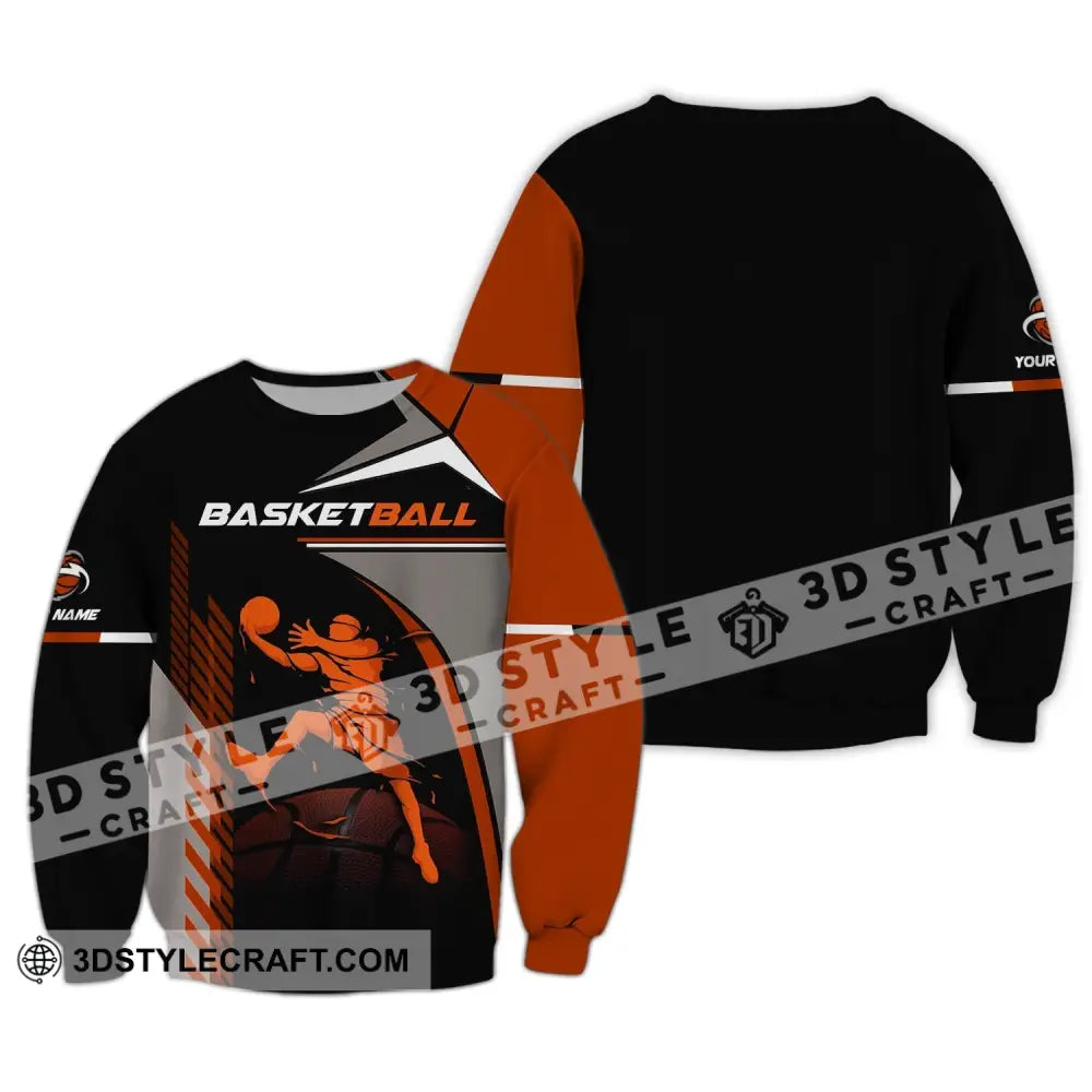 Man Shirt Custom Name Basketball T-Shirt Gift For Player Long Sleeve / S