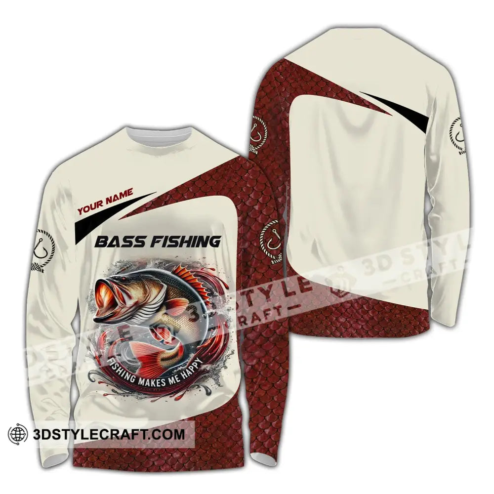 Man Shirt Custom Name Bass Fishing Lover Hoodie Polo Long Sleeve / S T-Shirt