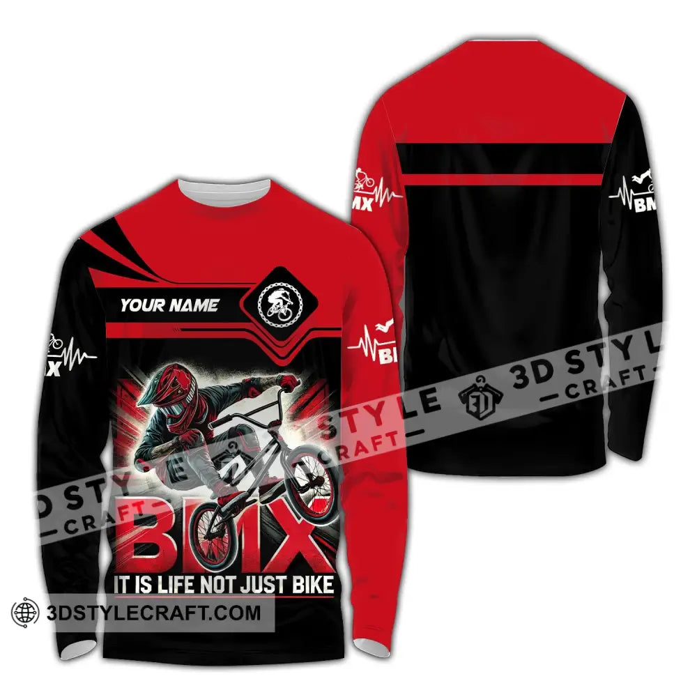 Man Shirt Custom Name Bicycle Moto Cross Bmx Polo Long Sleeve Hoodie / S T-Shirt