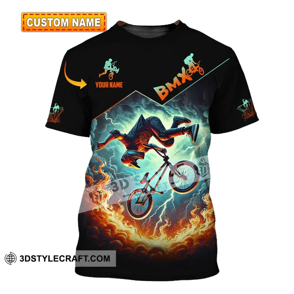 Man Shirt Custom Name Bicycle Moto Cross Bmx Polo Long Sleeve Hoodie T-Shirt