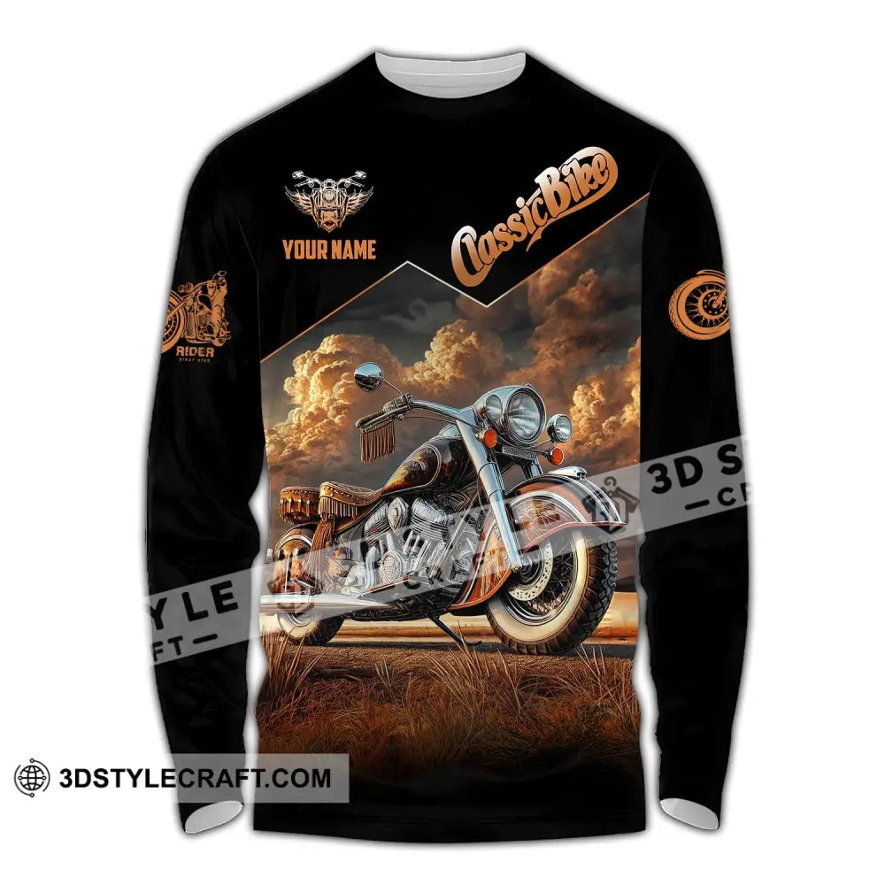 Man Shirt Custom Name Biker Classic Bike Love T-Shirt For Bikers Clothing Long Sleeve / S T-Shirt