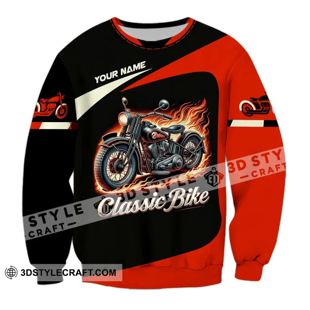 Man Shirt Custom Name Biker Classic Bike Love T-Shirt For Bikers Clothing Long Sleeve / S T-Shirt