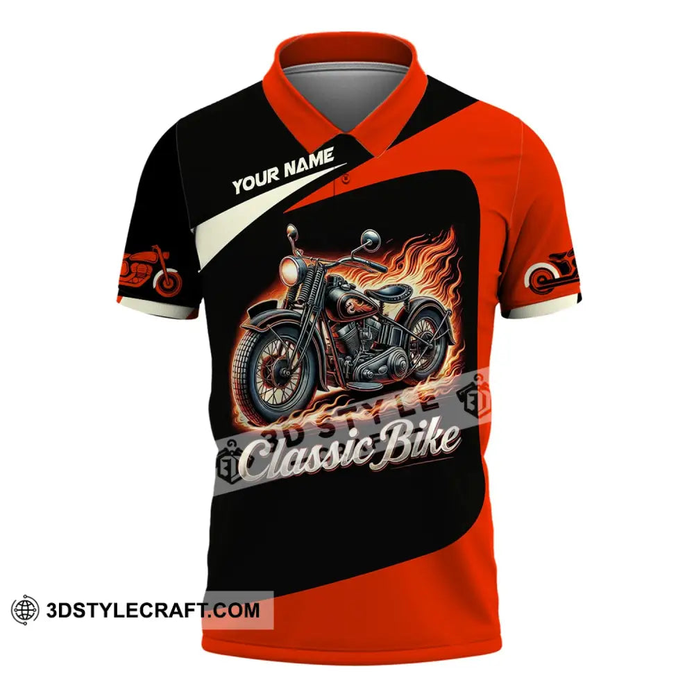 Man Shirt Custom Name Biker Classic Bike Love T-Shirt For Bikers Clothing Polo / S T-Shirt