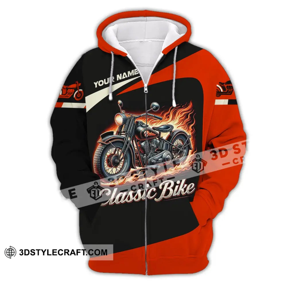 Man Shirt Custom Name Biker Classic Bike Love T-Shirt For Bikers Clothing Zipper Hoodie / S T-Shirt