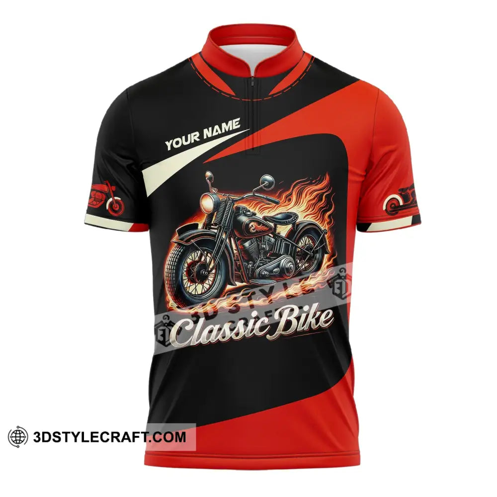 Man Shirt Custom Name Biker Classic Bike Love T-Shirt For Bikers Clothing Zipper Polo / S T-Shirt