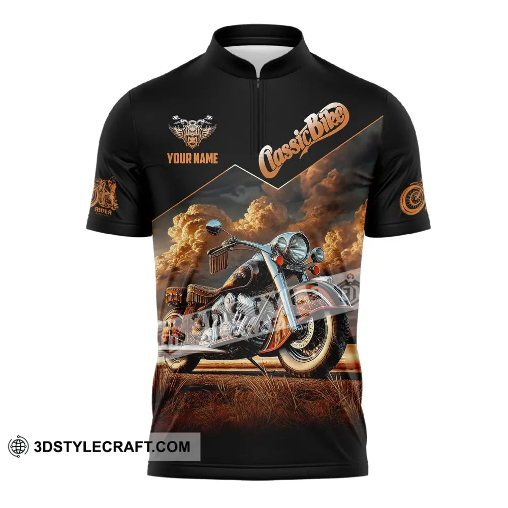 Man Shirt Custom Name Biker Classic Bike Love T-Shirt For Bikers Clothing Zipper Polo / S T-Shirt