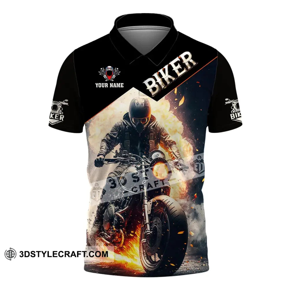 Man Shirt Custom Name Biker Hoodie Polo Long Sleeve / S T-Shirt