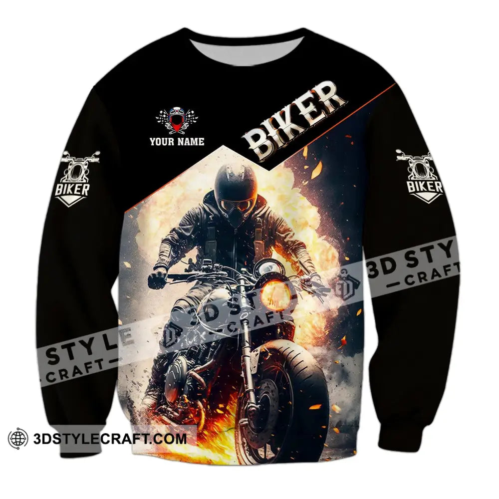 Man Shirt Custom Name Biker Hoodie Polo Long Sleeve / S T-Shirt