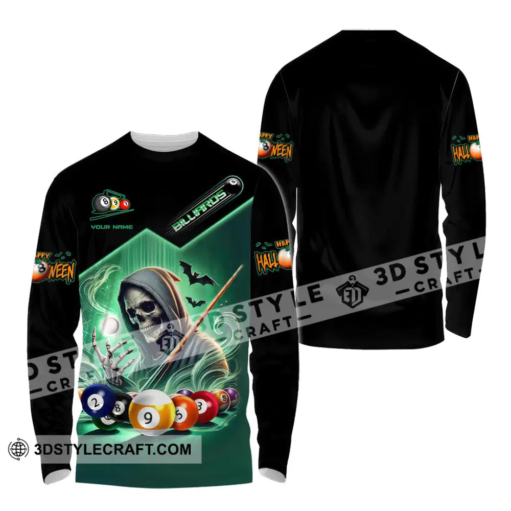 Man Shirt Custom Name Billiard Apparel Polo Long Sleeve Love T-Shirt / S T-Shirt