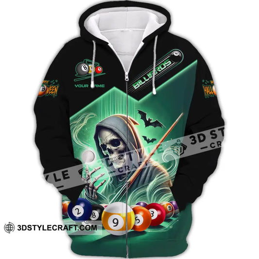 Man Shirt Custom Name Billiard Apparel Polo Long Sleeve Love T-Shirt Zipper Hoodie / S T-Shirt