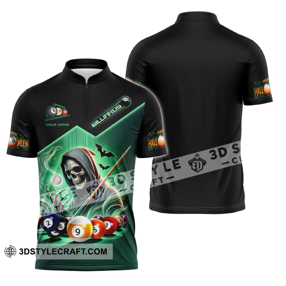 Man Shirt Custom Name Billiard Apparel Polo Long Sleeve Love T-Shirt Zipper / S T-Shirt