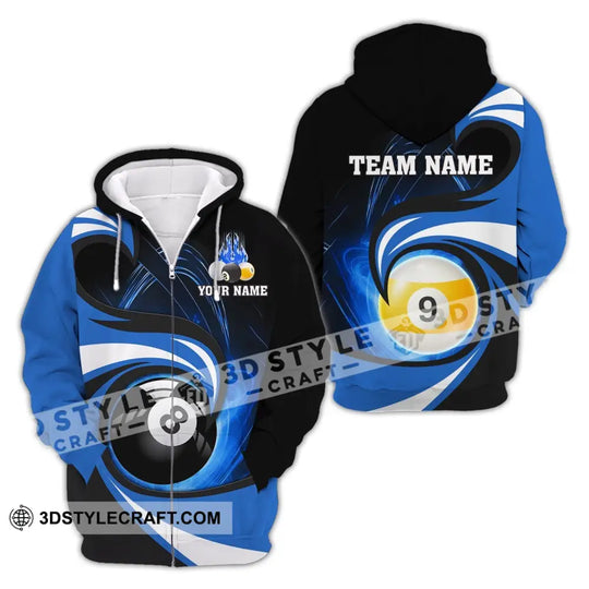 Man Shirt, Custom Name Billiards Polo Shirt, Billiards Long Sleeve Hoodie, Gift for Billiards Lover style option 3