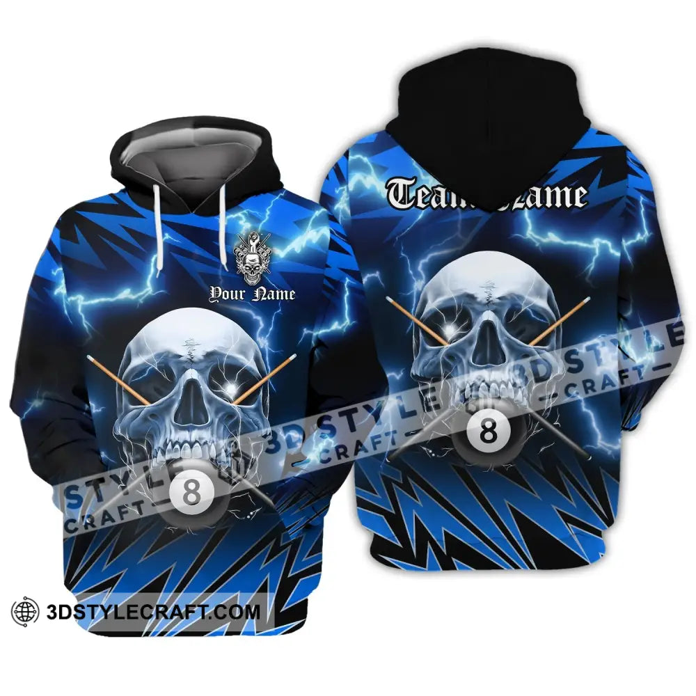 Man Shirt Custom Name Billiards Polo Long Sleeve Hoodie Skull Gift For Lover / S T-Shirt