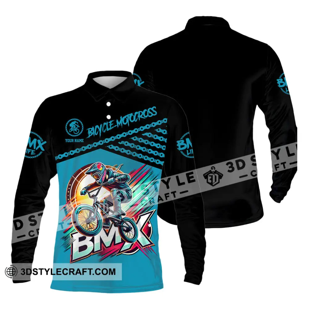 Man Shirt Custom Name Bmx Bike Polo Hoodie Long Sleeve Gift / S T-Shirt