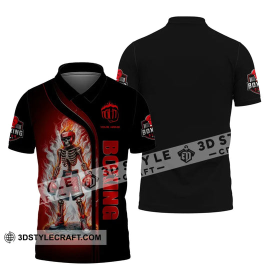 Man Shirt, Custom Name Boxing Shirt, Boxing Fire, Boxing Polo Long Sleeve, Gift for Boxing Lover style option 4