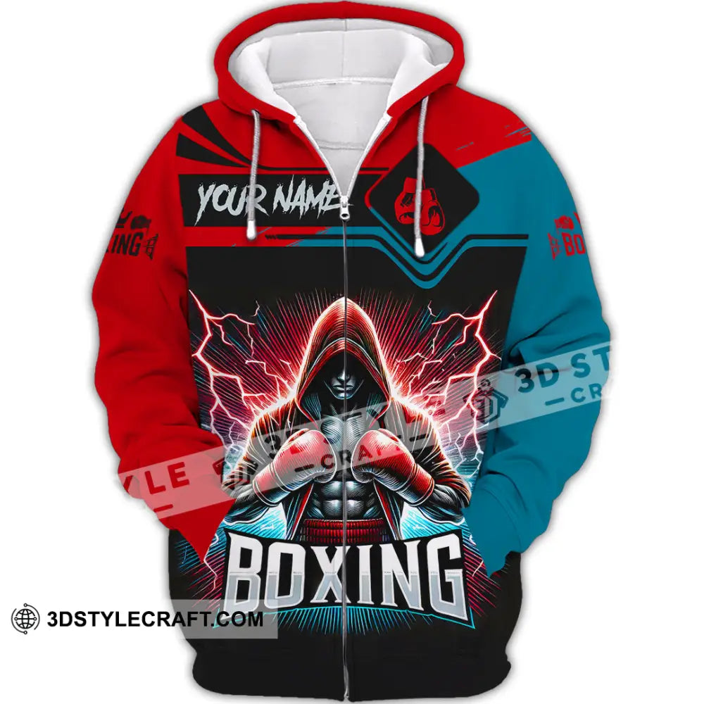 Man Shirt Custom Name Boxing Lover Hoodie Polo Long Sleeve Gift For Players Zipper / S T-Shirt