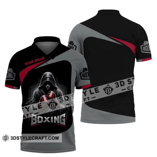 Man Shirt, Custom Name Boxing Shirt, Boxing Polo Hoodie Shirt, Gift for Boxing Lover style option 4