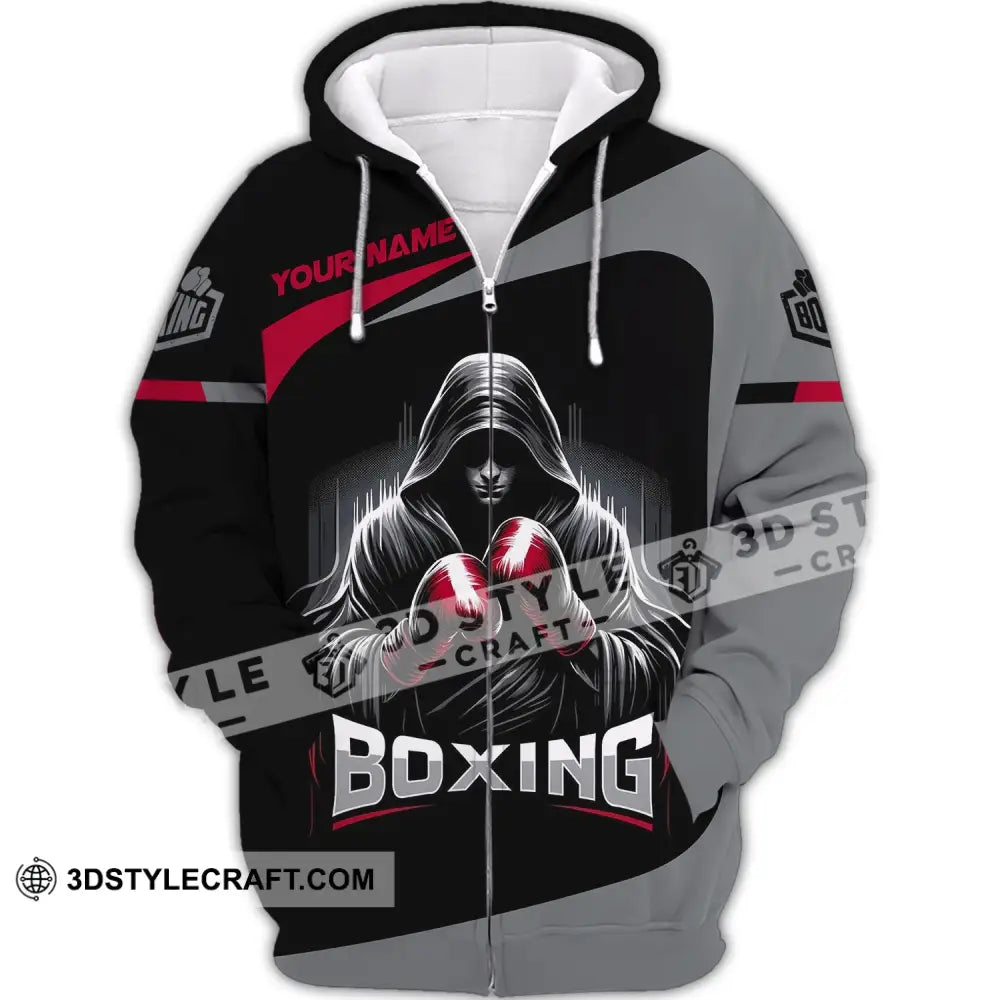 Man Shirt Custom Name Boxing Polo Hoodie Gift For Lover Zipper / S T-Shirt