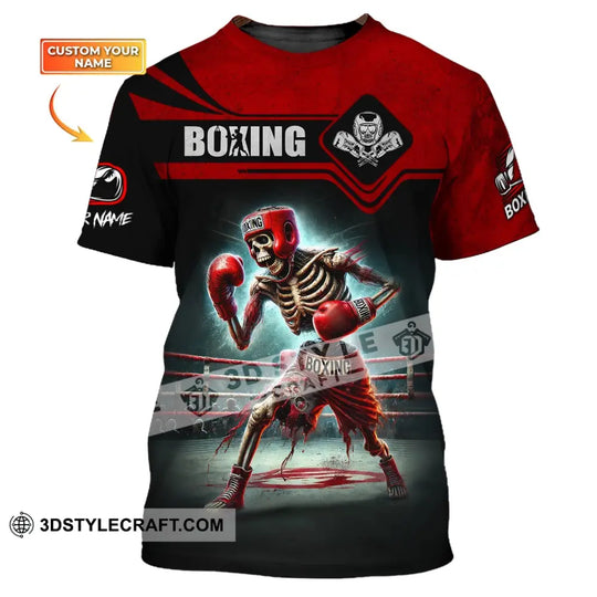 Man Shirt, Custom Name Boxing Shirt, Boxing Skull, Boxing Polo Long Sleeve, Gift for Boxing Lover style option 1