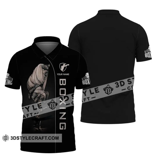 Man Shirt, Custom Name Boxing T-Shirt, Gift for Boxing Lover, Boxing Hoodie Polo Shirt style option 4