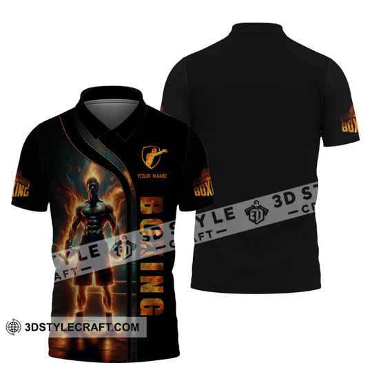 Man Shirt, Custom Name Boxing T-Shirt, Gift for Boxing Lover, Boxing Hoodie Polo Shirt style option 4