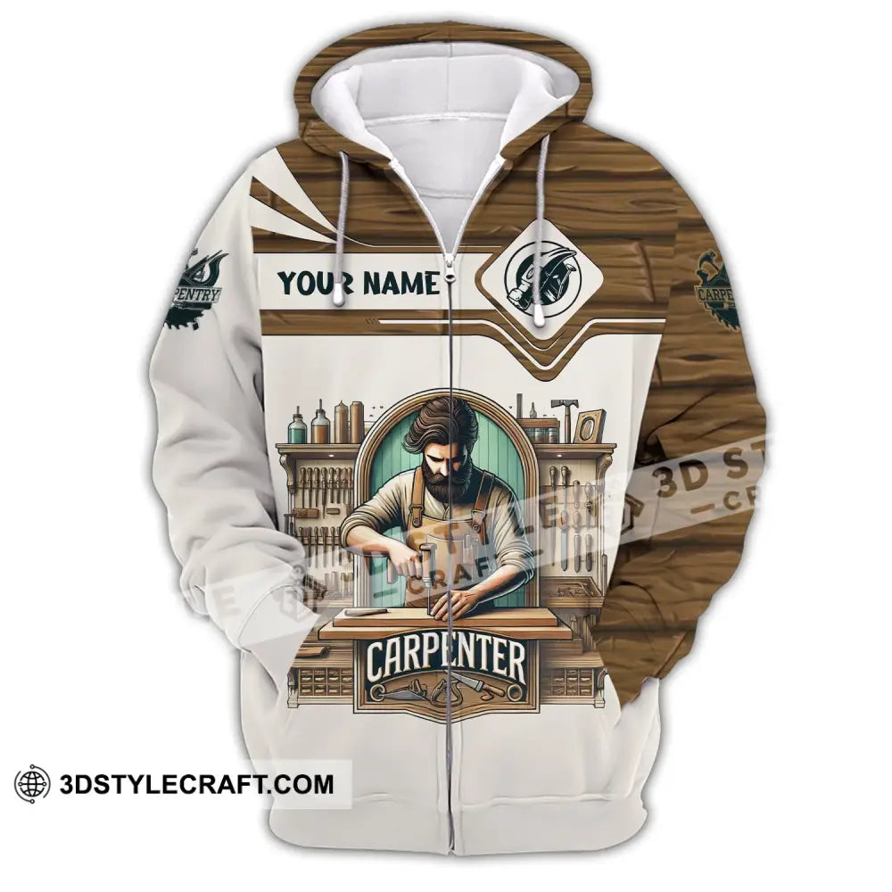 Man Shirt Custom Name Carpenter Hoodie Polo Long Sleeve Zipper / S T-Shirt