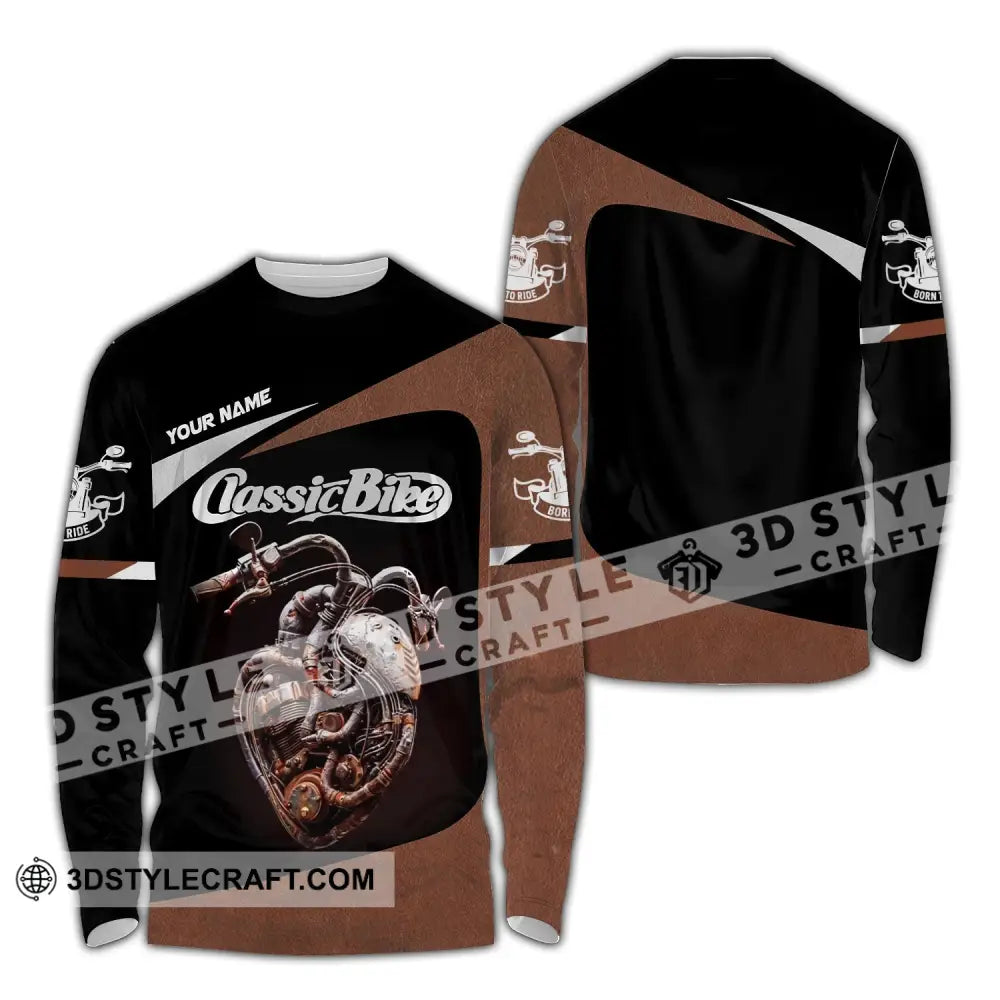 Man Shirt Custom Name Classic Bike Motorcycle T-Shirt Hoodie Long Sleeve / S T-Shirt