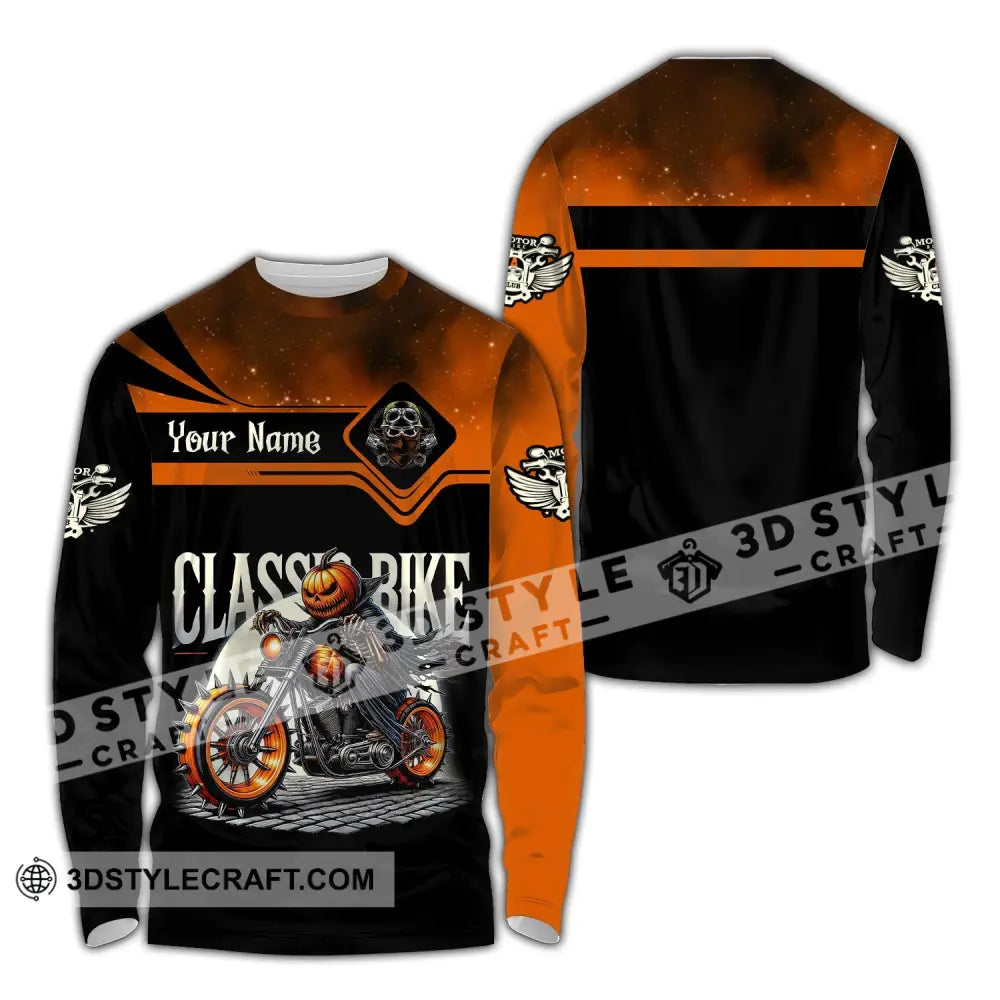 Man Shirt Custom Name Classic Bike Motorcycle T-Shirt Hoodie Long Sleeve / S T-Shirt