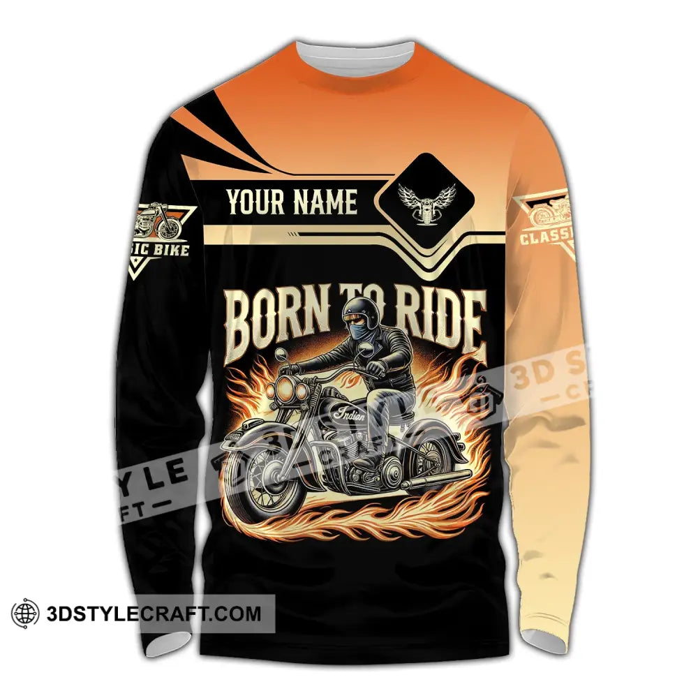 Man Shirt Custom Name Classic Bike Motorcycle T-Shirt Hoodie Long Sleeve / S T-Shirt