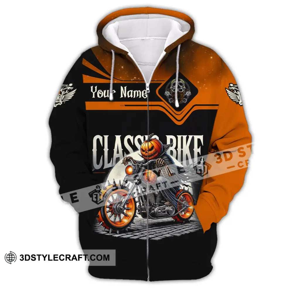 Man Shirt Custom Name Classic Bike Motorcycle T-Shirt Hoodie Long Sleeve Zipper / S T-Shirt