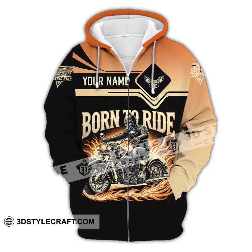 Man Shirt Custom Name Classic Bike Motorcycle T-Shirt Hoodie Long Sleeve Zipper / S T-Shirt