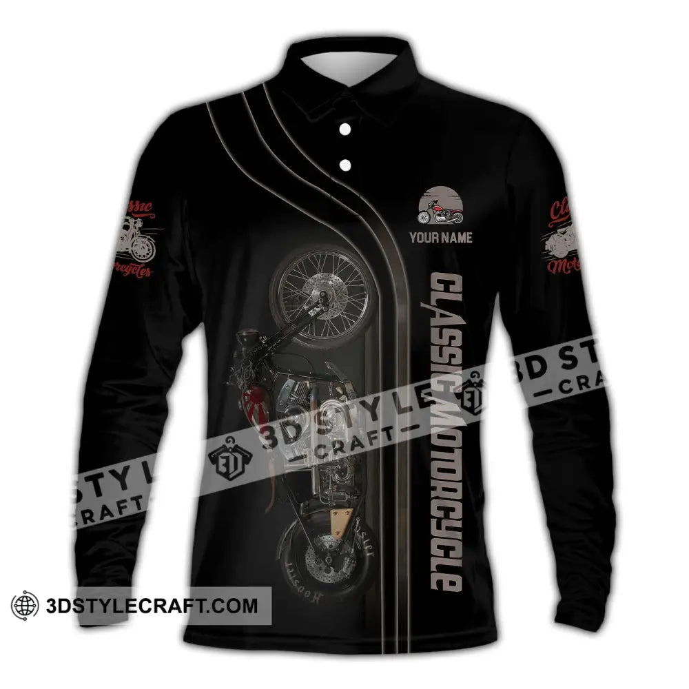 Man Shirt Custom Name Classic Motorcycle T-Shirt Hoodie Long Sleeve Polo / S T-Shirt