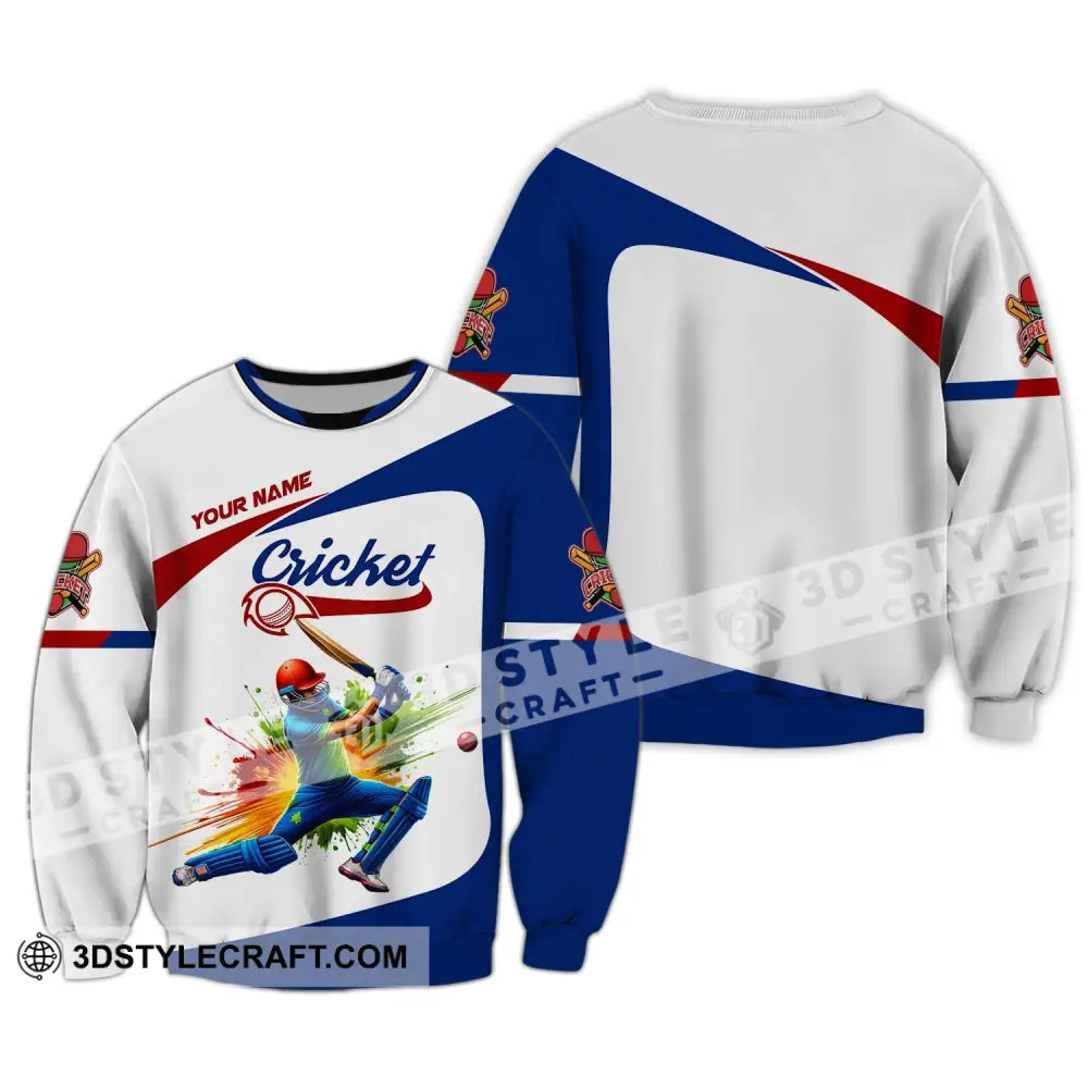 Man Shirt Custom Name Cricket T-Shirt Gift For Lover Player Apparel Long Sleeve / S