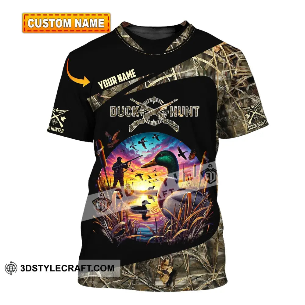 Man Shirt Custom Name Duck Hunter Hunting T-Shirt Hoodie Long Sleeve T-Shirt